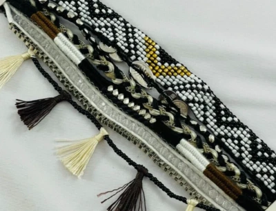 PLUNDER 多股袖口串珠手链链水晶金属外壳黑色 — 第 1/4 张图片