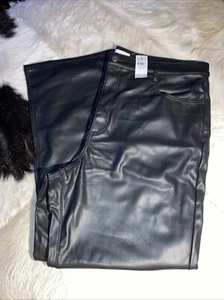 LOFT Black Faux Leather Straight Pants Sz 18 - Picture 1 of 7
