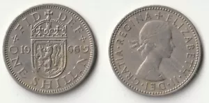 1966 Great Britain 1 shilling coin Scottish version - Picture 1 of 1