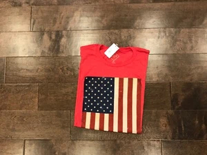 Well worn Men's NEW XL Red Crew-neck Short Sleeve AMERICAN FLAG Print T-shirt - Foto 1 di 2