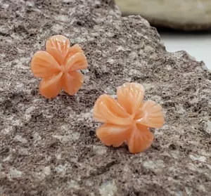 Korallenblumenform Ohrringe in 14Kt Gelbgold Zurückschieben - Bild 1 von 5