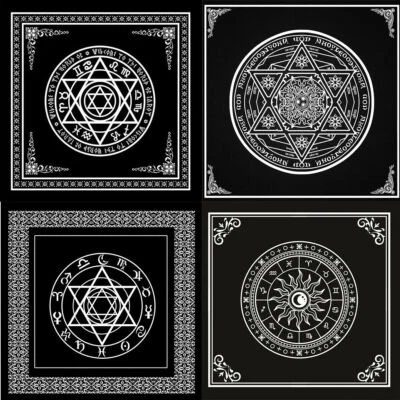 Tablecloth Pendulum Magic Pentacle Runes Altar Table Cloth Divination 49*49cm - Image 1 of 4