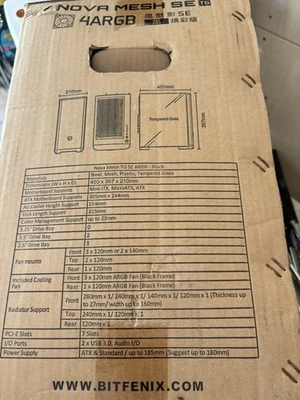  Br and New Bit Fenix Nova Mesh SE TG 4ARGB Black ATX Mid Tower PC Case - Image 1 of 4