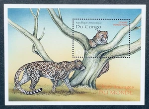 CONGO LEOPARD STAMPS SOUVENIR SHEET 2000 MNH WILDCAT WILD ANIMAL WILDLIFE FAUNA - Picture 1 of 1