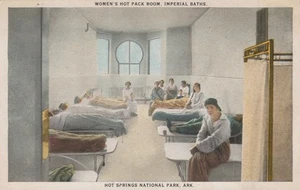 Postcard Arkansas AR Hot Springs Imperial Bath House Women's Pack Room 1920's - Picture 1 of 2