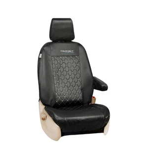 KOMPLETT MASSGESCHNEIDERT FÜR TRANSIT CUSTOM VAN - GESTEPPTER LEDER EINZEL FAHRERSITZBEZUG - Bild 1 von 2