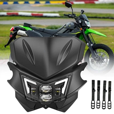 Faros LED con carenado negro para KAWASAKI KLX300 KX250 KLX140 KLX230R KLX300R Foto 1 de 4