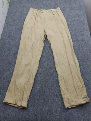 Daniel Cremieux Linen Pants Mens 36x34 Beige Fine Italian Fabric Cuffed Pleated - Image 1 of 4
