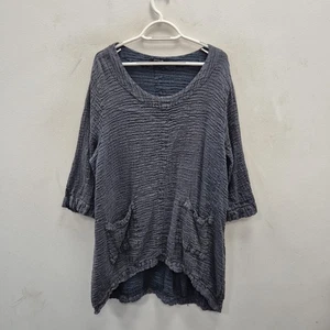 Grizas Struktur Crinkled Leinen Seide Mischung Tunika Oversize Lagenlook Kleid XL # - Bild 1 von 9