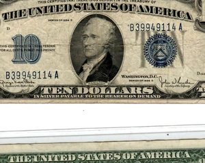 $10 "DOWNSHIFT ERROR" (SILVER CERTIFICATE) $10 "DOWNSHIFT ERROR" 1934-D $10 - Picture 1 of 3