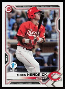 2021 Bowman 1st Edition Austin Hendrick #BFE-55 BASEBALL CARD Cincinnati Reds - Picture 1 of 2