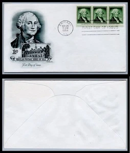 US FDC # 1031 1c Washington Artmaster strip of 3 S.Cancel 1954, 9Q1323 - Picture 1 of 1