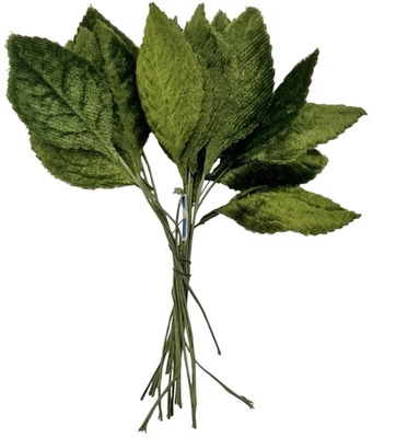 20 Vintage 1960’s Green Textured Leaves On Wire Millinery Flower Crafts 2” Japan - Image 1 of 4