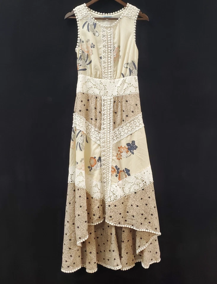Vestido Hippie Vintage Leifnotes Anthropologie Mujer Y2K Alto Bajo Patchwork Talla 0 Foto 1 de 4