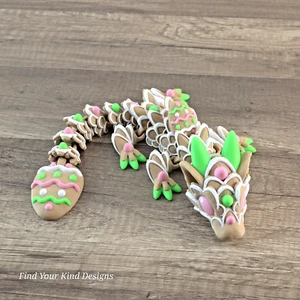 Galleta de Pascua Bebé Dragón Impreso en 3D con Verde Rosa Blanco y Tostado PLA 12.75 pulgadas  - Imagen 1 de 5