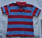 Gap Kids Boys Polo Shirt Large Age 10-11 Years Blue Claret Stripes