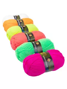 50g Schwarzlicht Neon Wolle Garn Stricken Häkeln DIY Uni 130lfm UV-aktiv PSYWORK - Bild 1 von 8