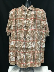 Men's Tasso Elba "Island" Short Sleeve Linen/Cotton Taupe Hawaiian Shirt XL - Picture 1 of 5