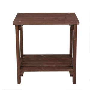 Outdoor Wood End Table Patio Side Table for Garden Porch Furniture Brown - Picture 1 of 12