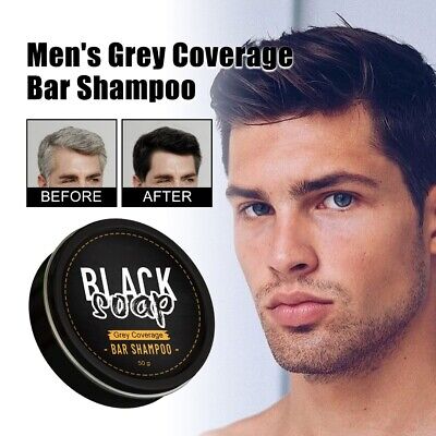 Men's Grey Coverage Bar Shampoo Hair Darkening Black Soap For Grey Hair Cover • 12.40€