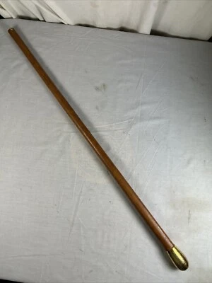 Antiguo bastón de mango relleno de oro del siglo XIX con eje de arce acanalado Foto 1 de 4