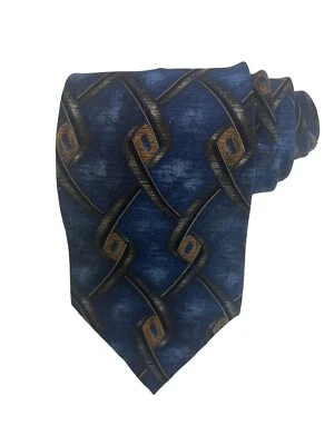 JF J. FERRAR Men's Blue Multicolor Geometric Necktie Tie 100% Silk WIDE - Image 1 of 4