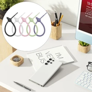 Multipurpose Elastic Silicone Wire Ties 5 Colors Reusable Rubber Cord Organizers - Afbeelding 1 van 8