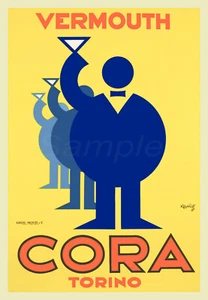 PÓSTER DE COLECCIÓN VERMUT CORA TURINO PUBLICIDAD A4 IMPRESIÓN - Imagen 1 de 1