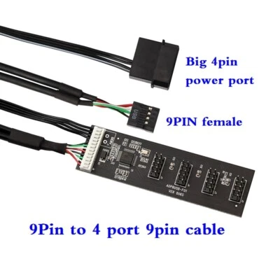 USB2.0 主板 9Pin 转 4 端口 9PIN 公头适配器 Extension Cable Card USB 2.0 — 第 1/4 张图片