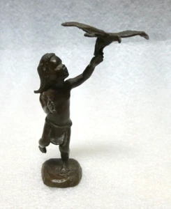 SELTENE Richard A Myer "LITTLE BRAVE" Bronze Figur von TEN LITTLE INDIANS - Bild 1 von 6