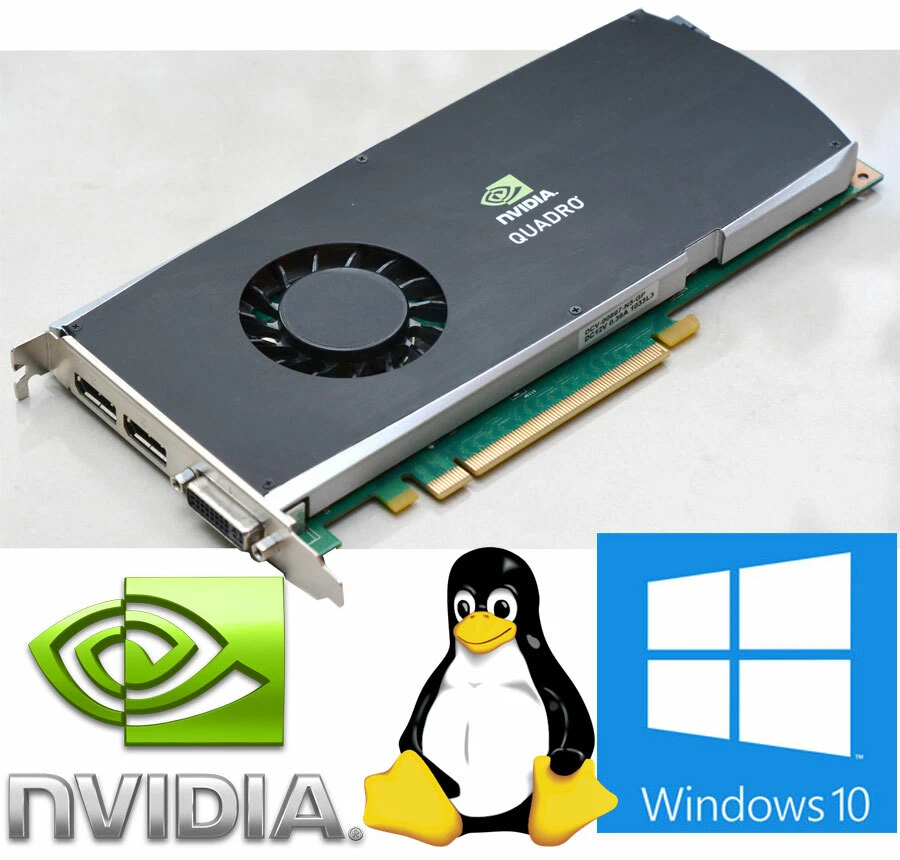 Dual Head Nvidia Quadro FX3800 0X9YDW 1024 MB PCI-E x16 2x Displayport DVI V192 - Image 1 of 1