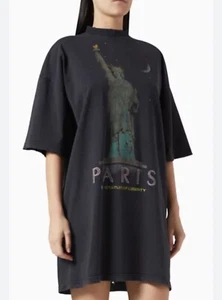 Balenciaga Women's Paris Liberty Oversized T-shirt Dress in Black Size Small - Picture 1 of 16