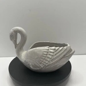 Vintage Frankoma Art Pottery 228 White Swan Planter~Figurine 8 x 5 1/2 inch - Picture 1 of 13