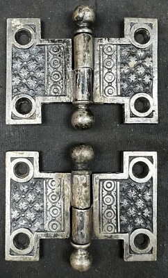 Pair Of Silver Plated Bronze Corbin Cushion Design Shutter Hinges 1 3/4 X 2 1/2 - Image 1 of 4