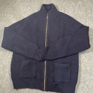 Talbots Sweater Mens Large Navy Blue Solid Full Zip Cardigan OfficeNew With Tag - Picture 1 of 12