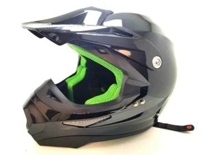 441854 CASCO CROSS SC05 TNT TUTTO NERO LUCIDO INTERNO VERDE TAGLIA M - Imagen 1 de 4