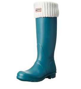 Hunter Original Tall Half Cardigan Boot Socks White Size L 8239