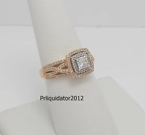 1/2CT Natural Diamond Halo Frame Engagement Wedding Bridal Ring 10K Rose Gold - Picture 1 of 12