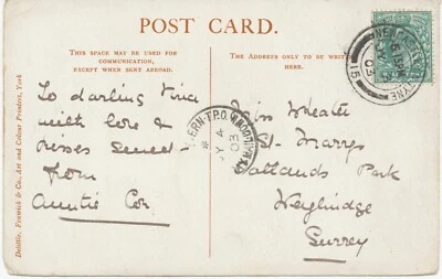 GB „NEWCASTLE-ON-TYNE / 15“ double circle 26mm on very fine vintage postcard – - Image 1 of 4