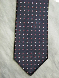 Brooks Brothers handgefertigte Seidenkrawatte dunkelblau mit blau, rot sq. Classic 3,5x60 Zoll - Bild 1 von 5