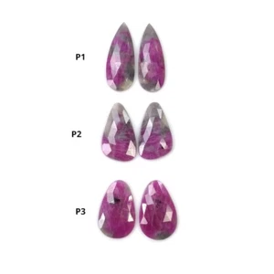 MULTI ZAFIRO Piedras Preciosas Corte Rosa Bicolor Pera Y Forma Desigual Par Para Pendiente - Imagen 1 de 4
