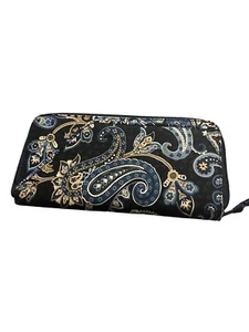 Vera Bradley Travel Organizer Blue Floral Zip Large Passport Cards Wallet New - Picture 1 of 6