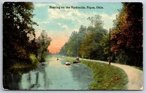 Piqua Ohio~Hydraulic River Boating Scene~Sunset View~c1910 Postcard - Picture 1 of 2