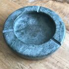 Vintage Mid Century Stone Marble Round Ashtray Teal Green Cigars Cigarette