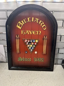 3D Red Wood Billiard Haven 24” x 16” - Since 1982 Sign - Picture 1 of 5