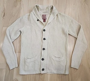 Lucky Brand Knit Shawl Cardigan Mens Small Dark Cream Grandpa Heavy Duty - Picture 1 of 5