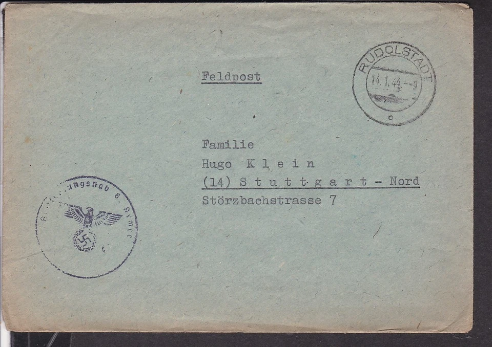 Feldpost stempel Rudolstadt " Abwicklungsstab 6.Armee "  1944 - Bild 1 von 2