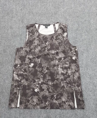 Camiseta sin mangas Athleta Zephyr refinada para mujer mediana negra gris lúmenes floral Foto 1 de 4