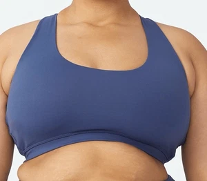 Top corto deportivo con tiras activo talla grande de moda de algodón en curva para mujer talla azul marino - Imagen 1 de 3