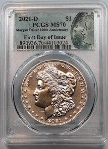 2021 D Mint Centennial Morgan Silver Dollar - PCGS Graded MS70, FDI !! - Picture 1 of 2